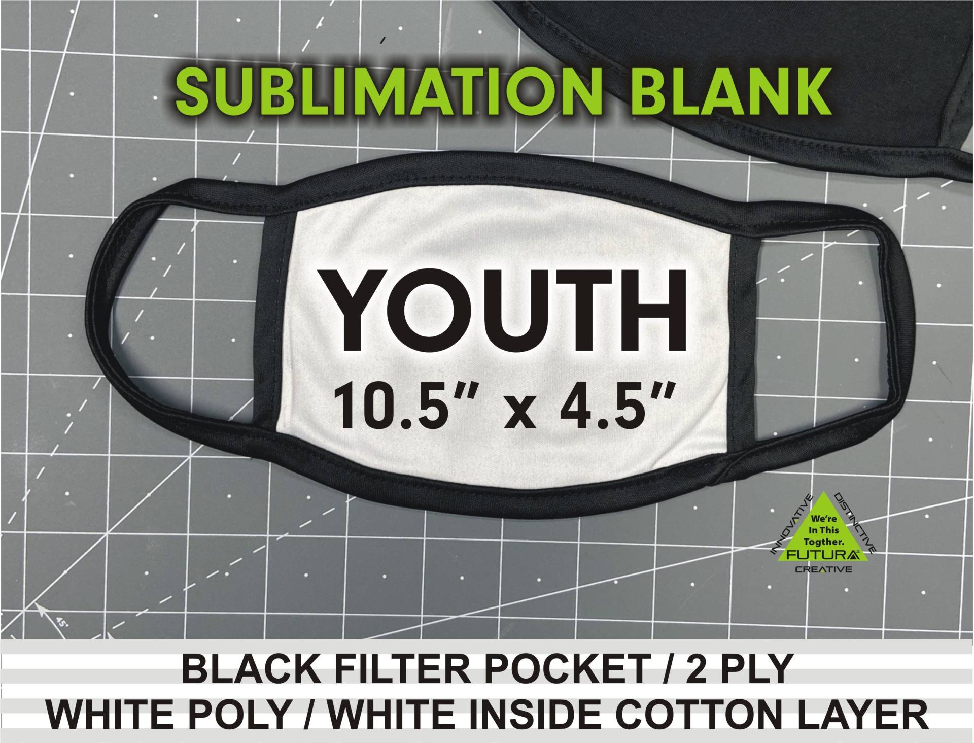 10Er Packung Jugend Weiß/Schwarz Filter Pocket Sub Rohlinge Mittlere Maske - Bulk Sublimation Weiße Sublimationsmaske von Etsy - FUTURASUBLIMATION