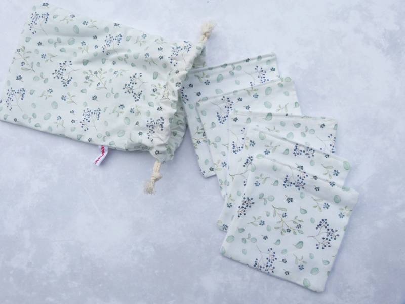 Wiederverwendbare Kosmetikpads, Reinigungspads, Cotton Rounds/5-Er Set Mit Säckchen /Blaue Beere von Etsy - Fabelhaftewerkstatt