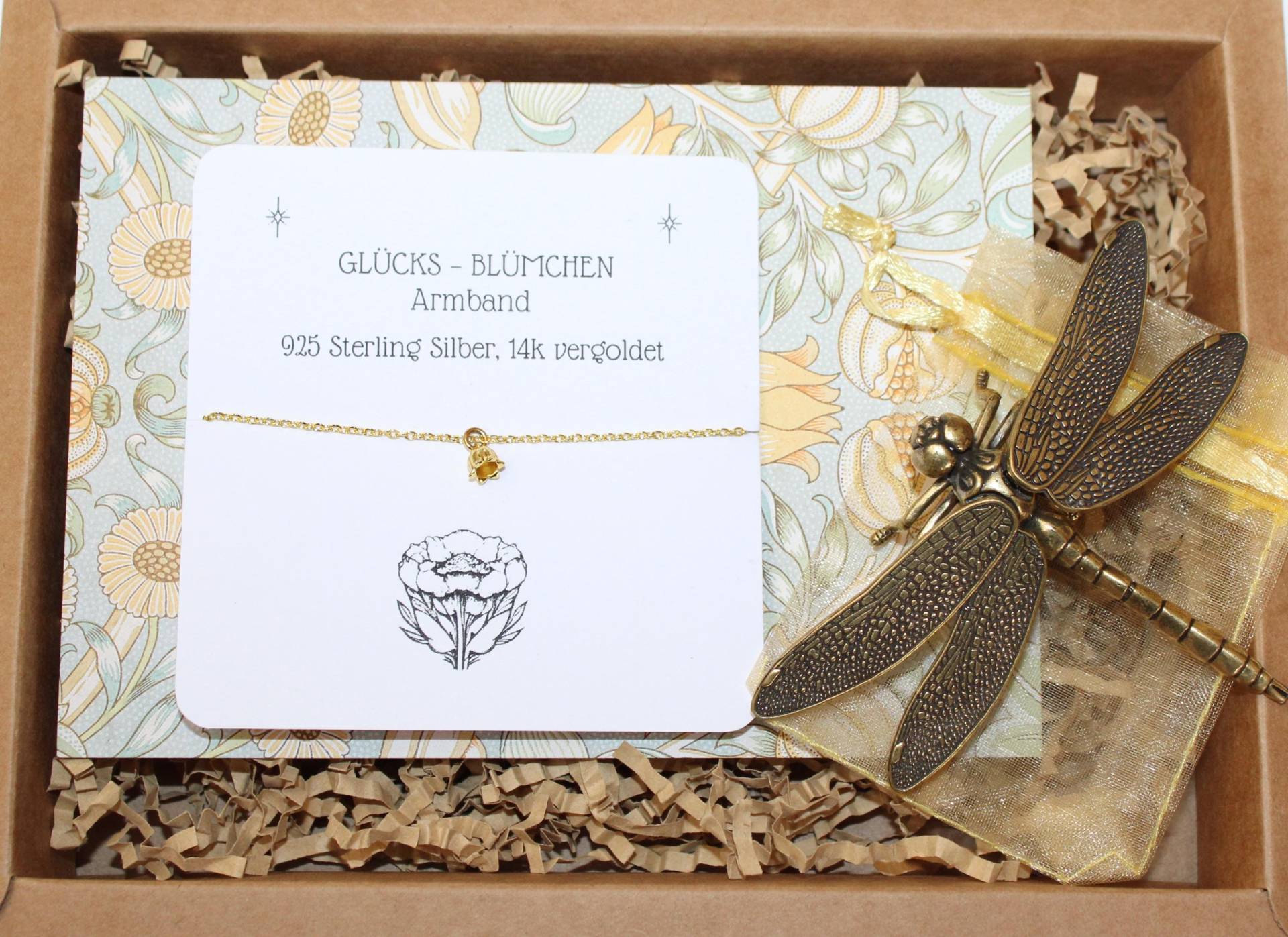 Geschenk Set Jugendstil Geschenkbox Personalisiert Armband Blume Geburtstagsgeschenk Box Libelle Figur Kunst Postkarte Floraler Glücksbringer von Etsy - FablesAesthetics