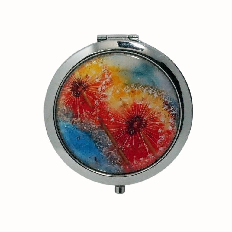 Handgemachter Pusteblumen Taschenspiegel, Bunter Handtaschen-Spiegel von Etsy - FabulousBitsandBobs