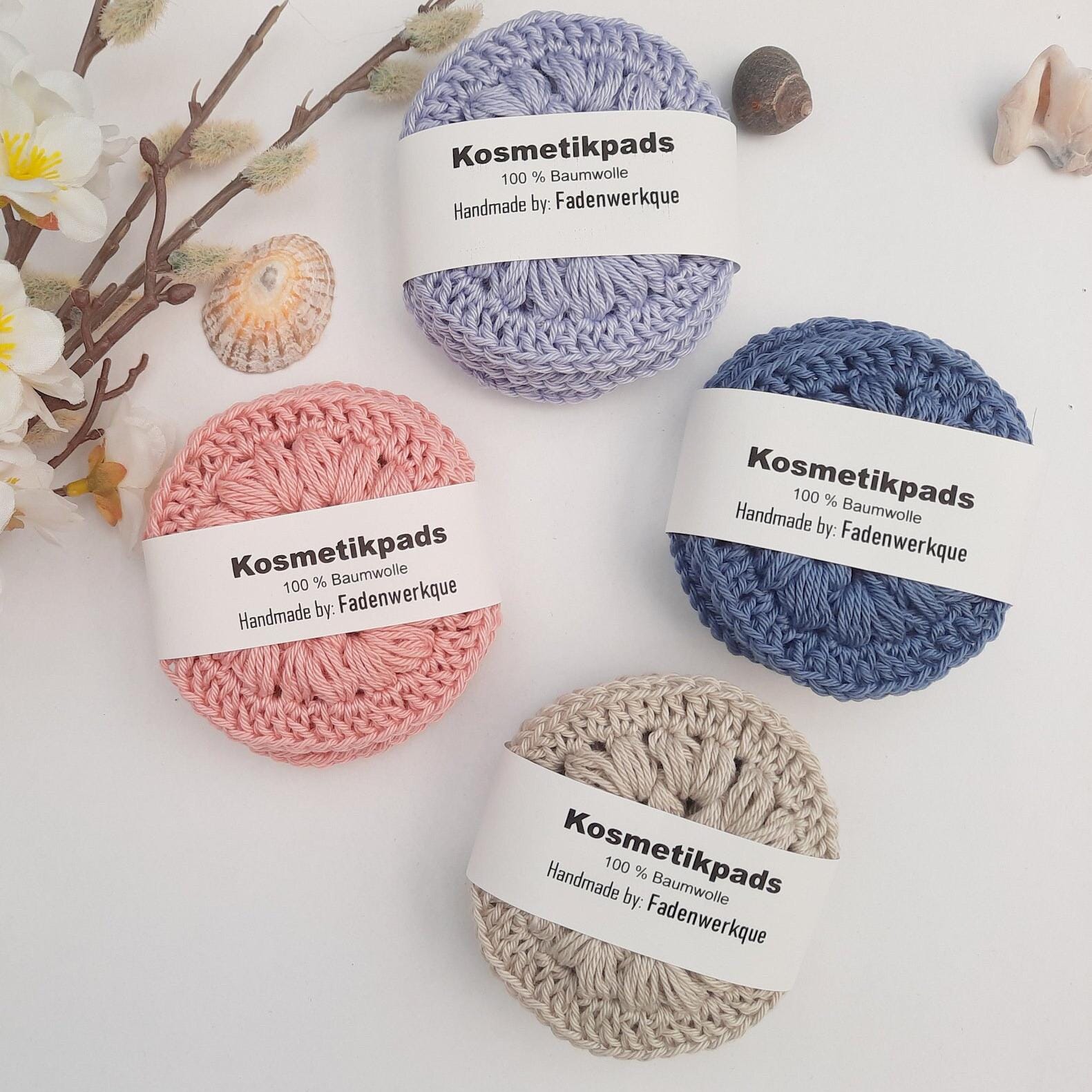Nachhaltige Kosmetikpads/Abschminkpads Aus Baumwollgarn, Handgehäkelt, Versch. Farben - Graublau, Altrosa, Malve, Leinen, 4Er Pack Nachhaltige Kosmetikpads/Abschminkpads Aus Baumwollgarn, Handgehäkelt, Versch. Farben - Graublau, Altrosa, Malve, Leinen, 4Er Pack von Etsy - Fadenwerkque