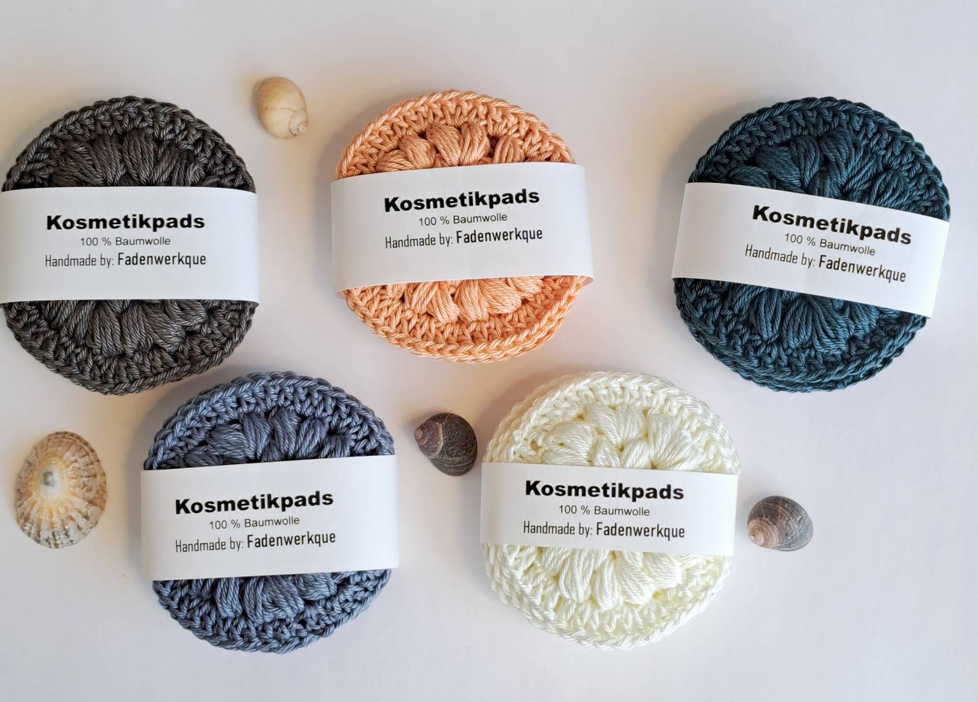 Nachhaltige Kosmetikpads/Abschminkpads Aus Baumwollgarn, Gehäkelt, Unifarben, Versch. Farben, 4Er Pack von Etsy - Fadenwerkque