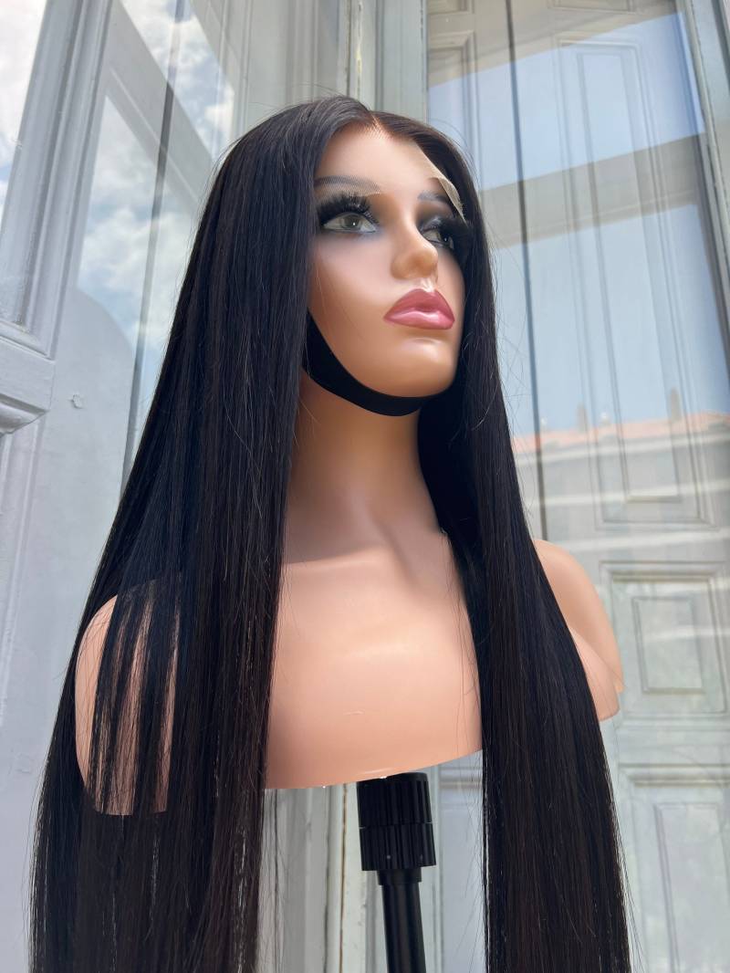 Natürliche Schwarze 1B Spitze Vorne Echthaar Perücke von Etsy - FameWigs