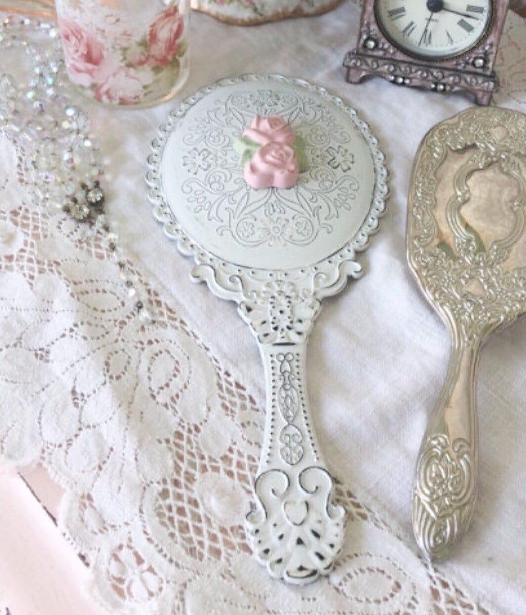 Shabby Hand Spiegel Schminkspiegel Schminktisch Pink Rose Dekor Chippy Distressed Vintage Inspiriert Handspiegel Geschenk Cottage Chic von Etsy - FannyPippin