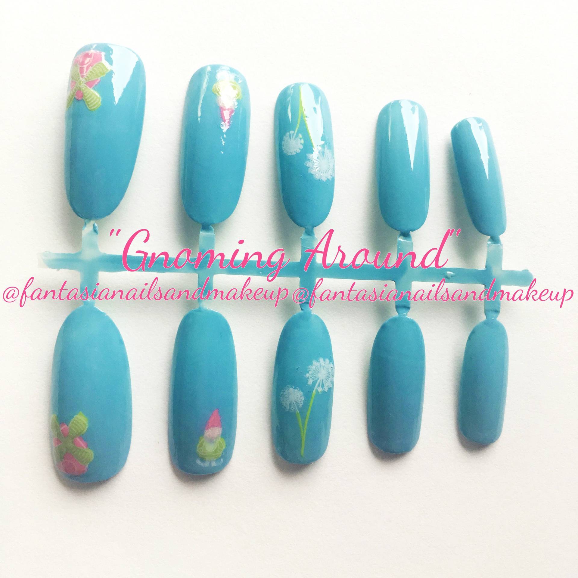 Blaue Zwergennägel - Frühling Osternägel - Auf Die Nägel Drücken - Kleben - Falsche Nägel - Ovale Acrylnägel von Etsy - FantasiaNails