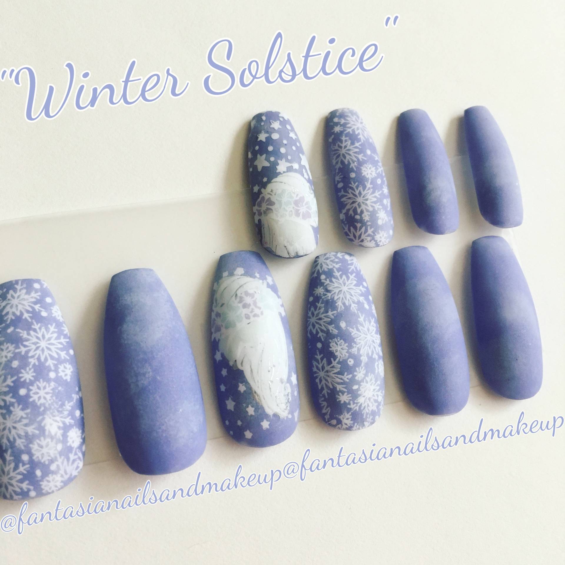 Schneeflockennägel - Winterurlaubnägel - Sonnenwende-Feennägel - Pressennägel - Aufkleben-Nägel - Acrylnägel von Etsy - FantasiaNails