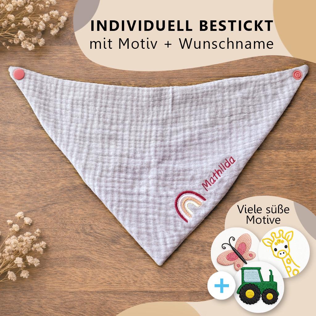 Personalisiertes Dreieckstuch Mit Motiv & Namen - Viele Motive, Stick Und Garnfarben, Baby Kleinkind Halstuch, Geschenk, Spucktuch, Musselin von Etsy - FantastickStoreDE