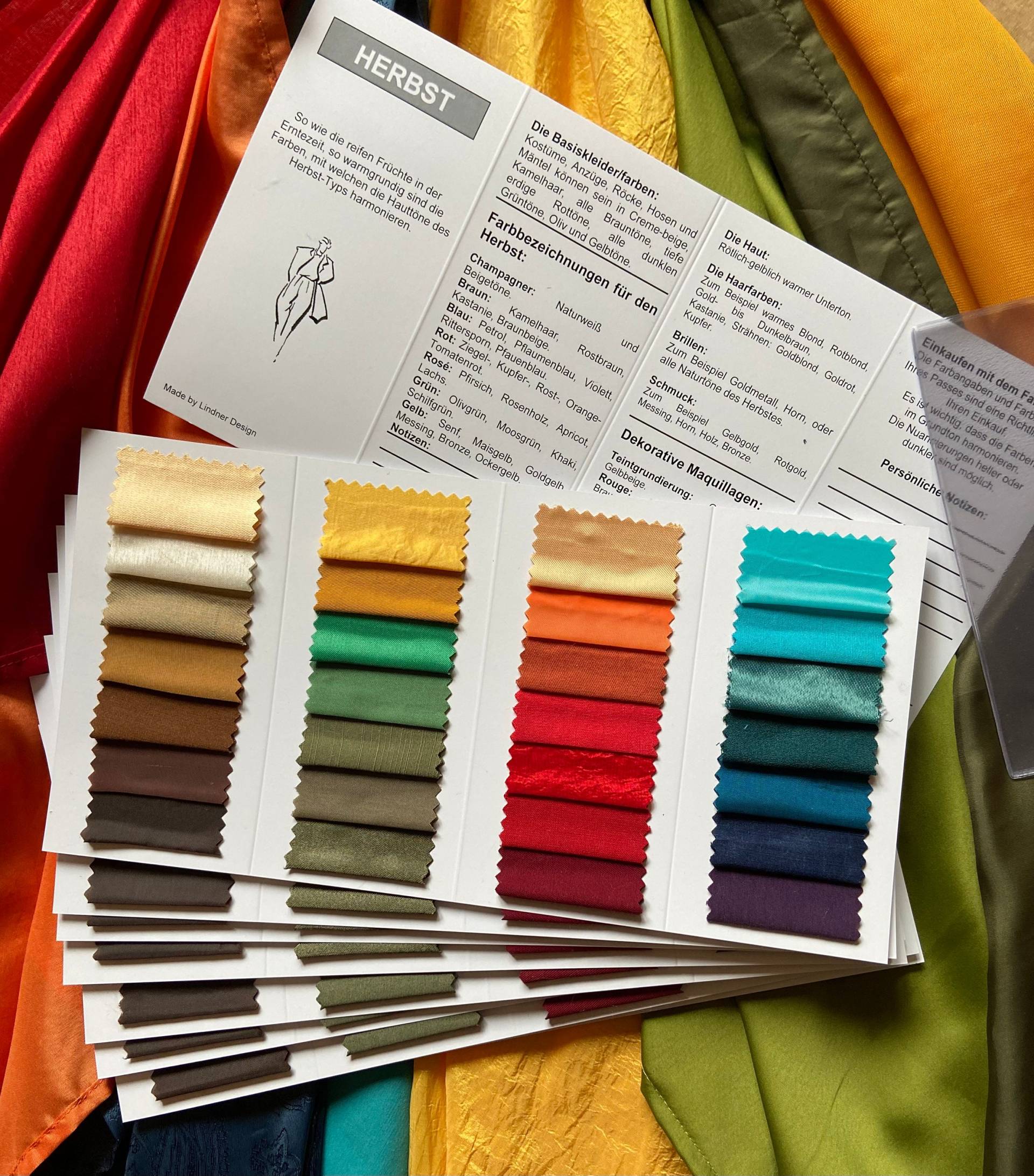 Handgefertigt Farbpass Herbst Mit 28 Stoff Streifen + Hülle Neu von Etsy - FarbberatungLindner