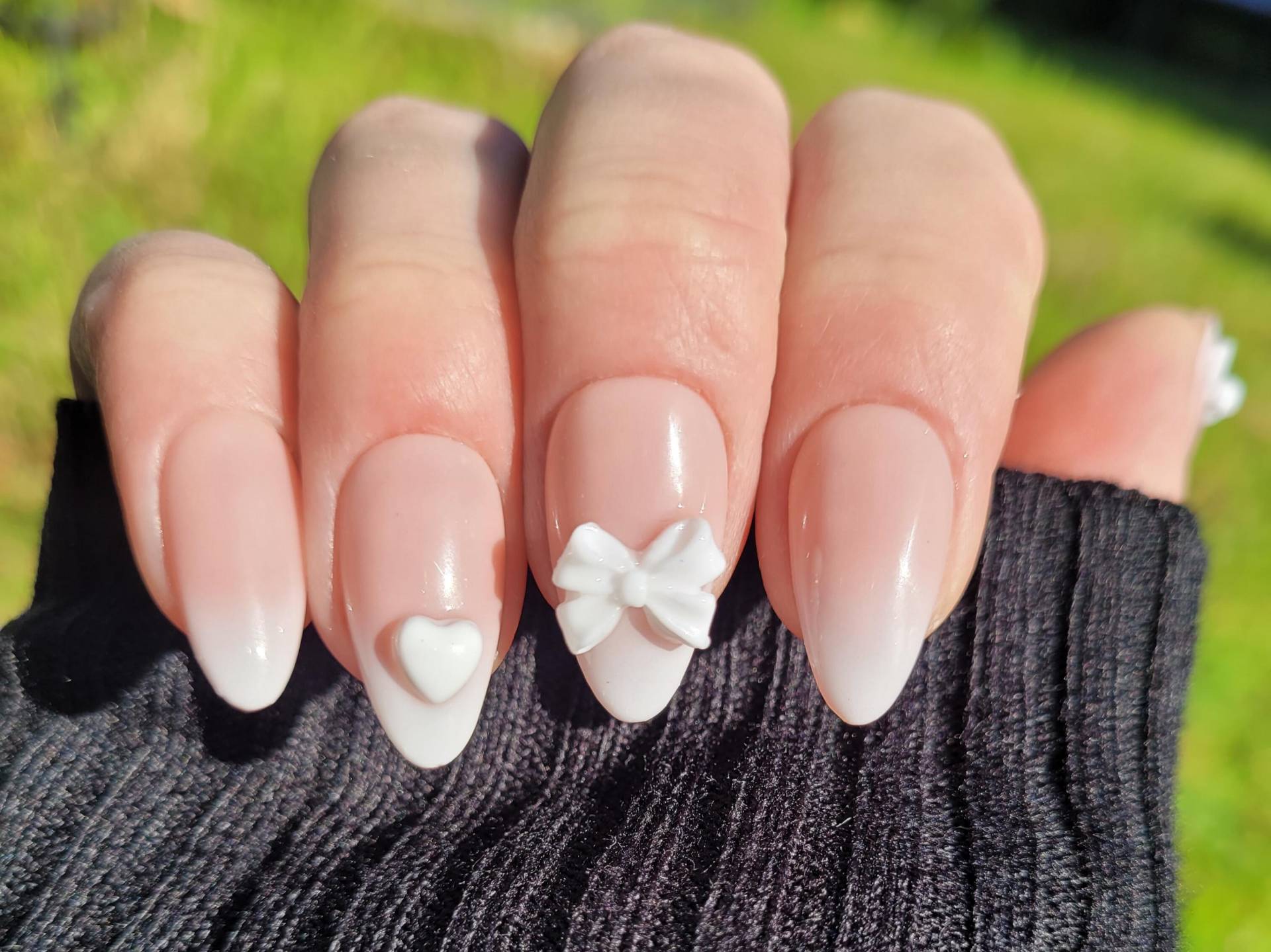Süße 3D Coquette Herz & Schleife Babyboomer Press-On Nails, Handbemalt, Custom Size Süße 3D Coquette Herz & Schleife Babyboomer Press-On Nails, Handbemalt, Custom Size von Etsy - FarinaFeeDesign