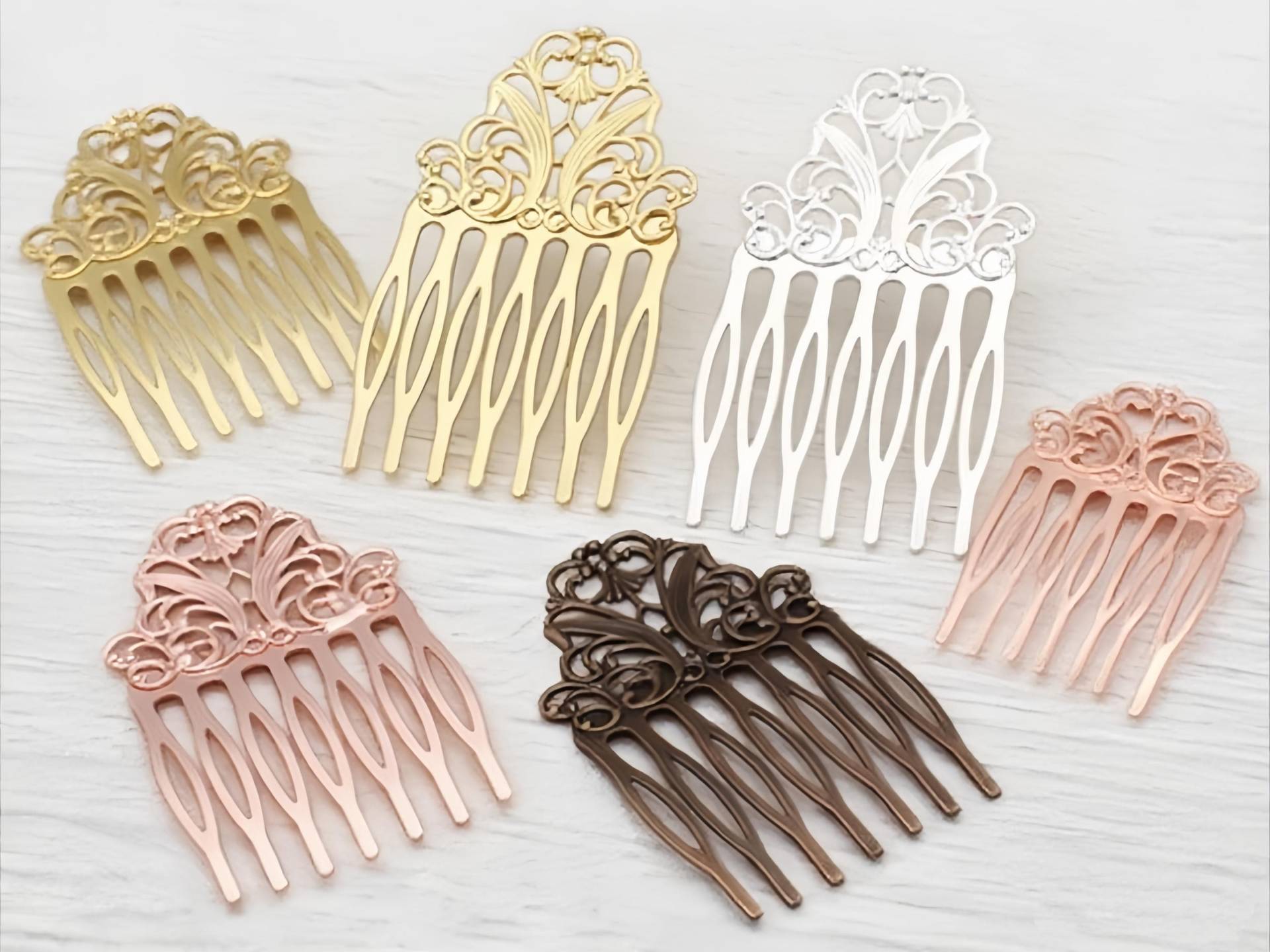 10 Stück Messing Haarkamm - Filigraner -Messing Mit Vergoldung von Etsy - Fashionandantique