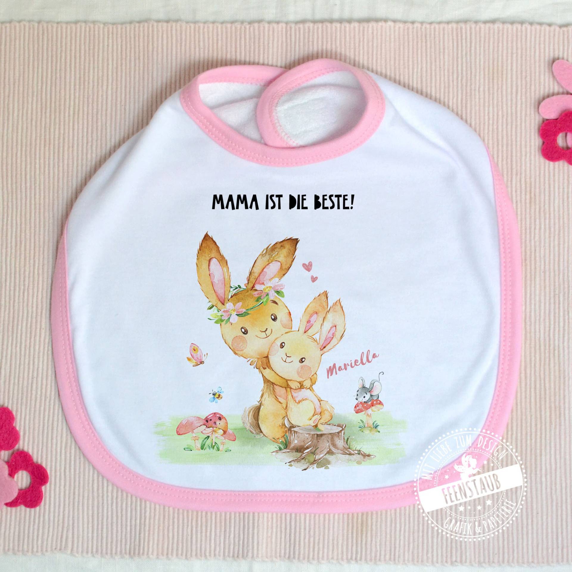 Baby-Lätzchen Mit Namen Personalisiert - Geschenk Zur Geburt, Muttertag Oder Den 1. Geburtstag, Rosa Und Blau, Mama Ist Die Beste Hasen Baby-Lätzchen Mit Namen Personalisiert - Geschenk Zur Geburt, Muttertag Oder Den 1. Geburtstag, Rosa Und Blau, Mama Ist Die Beste Hasen von Etsy - FeenstaubHandmade