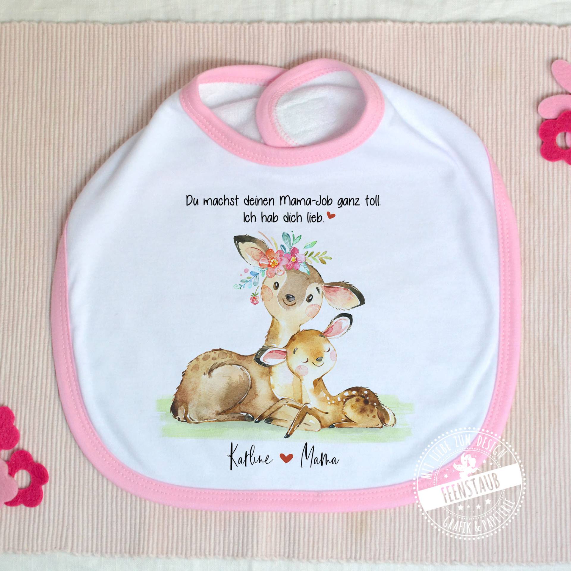 Baby-Lätzchen Mit Namen Personalisiert - Geschenk Zur Geburt, Muttertag Oder Den 1. Geburtstag, Rosa Und Blau, Mama Ist Die Beste Rehe Baby-Lätzchen Mit Namen Personalisiert - Geschenk Zur Geburt, Muttertag Oder Den 1. Geburtstag, Rosa Und Blau, Mama Ist Die Beste Rehe von Etsy - FeenstaubHandmade