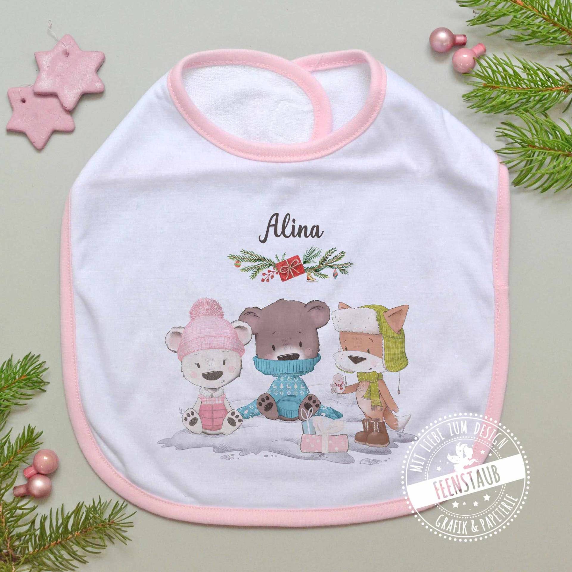 Erstes Weihnachten Baby Geschenk Als Erinnerung - Baby-Lätzchen Personalisiert Mit Namen, Zum Nikolaus, Rosa Und Blau Tieren Erstes Weihnachten Baby Geschenk Als Erinnerung - Baby-Lätzchen Personalisiert Mit Namen, Zum Nikolaus, Rosa Und Blau Tieren von Etsy - FeenstaubHandmade