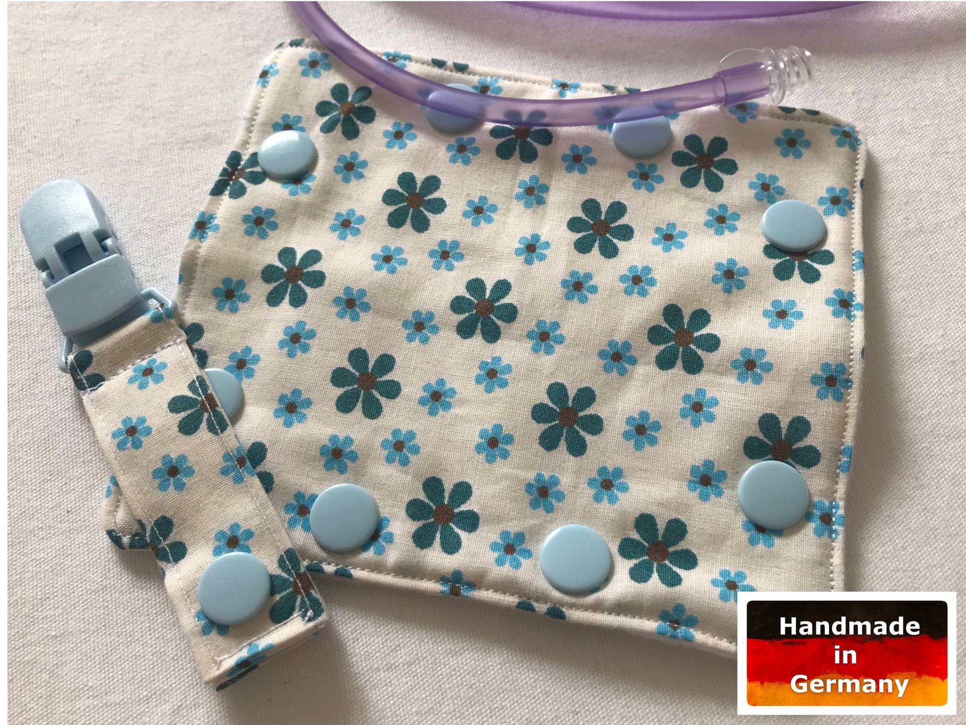 Tube-Clips & Port-Cover Enterale Ernährung Miniblümchen Türkis von Etsy - FeludaraDesign