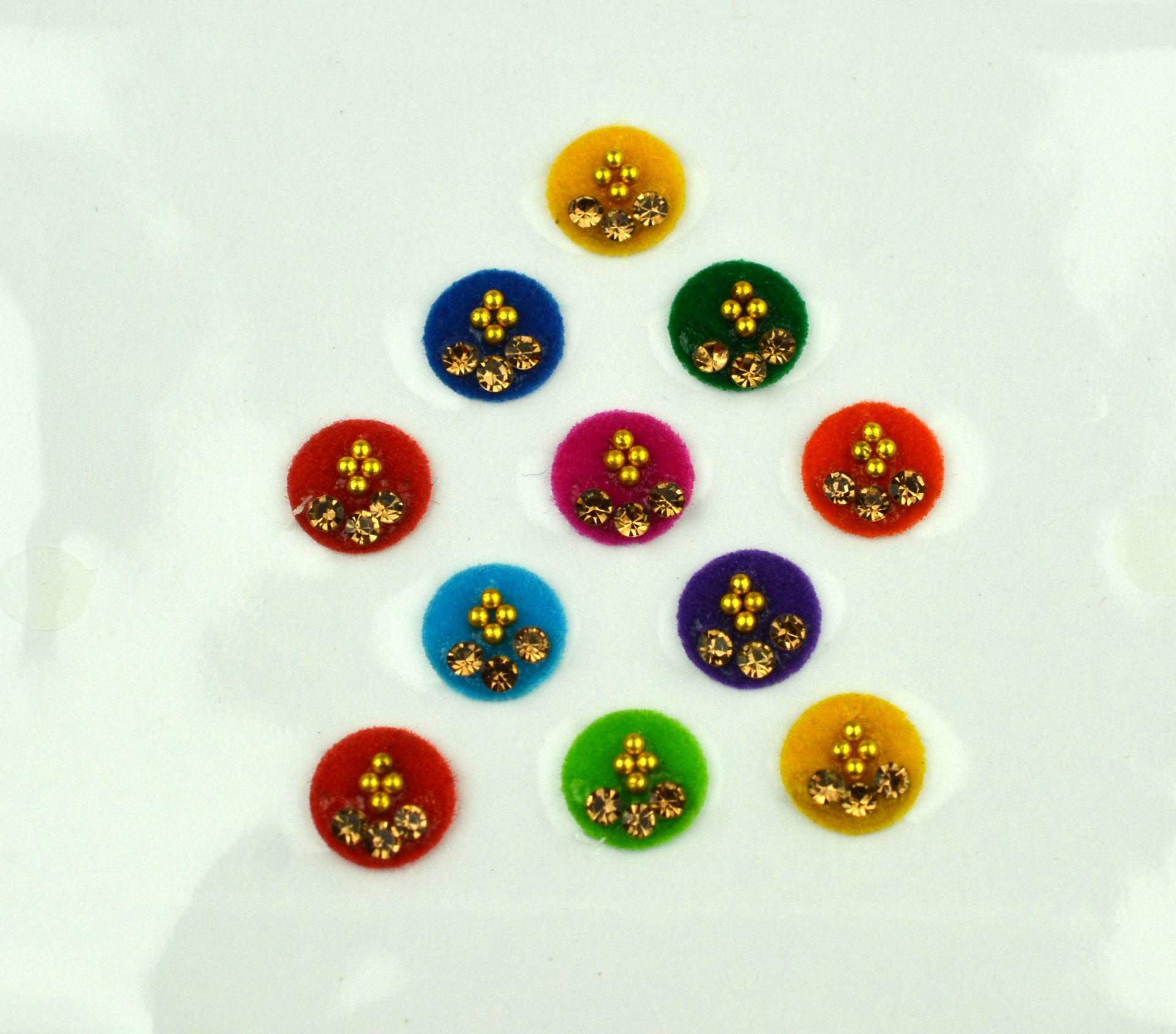 Mehrfarbige Runde Gold-Bindis, Hochzeits-Bindis, Designer-Regenbogen-Bindis, Gesichts-Bindis, Bollywood-Bindis, Selbstklebende Bindis Mehrfarbige Runde Gold-Bindis, Hochzeits-Bindis, Designer-Regenbogen-Bindis, Gesichts-Bindis, Bollywood-Bindis, Selbstklebende Bindis von Etsy - FeminaDeals