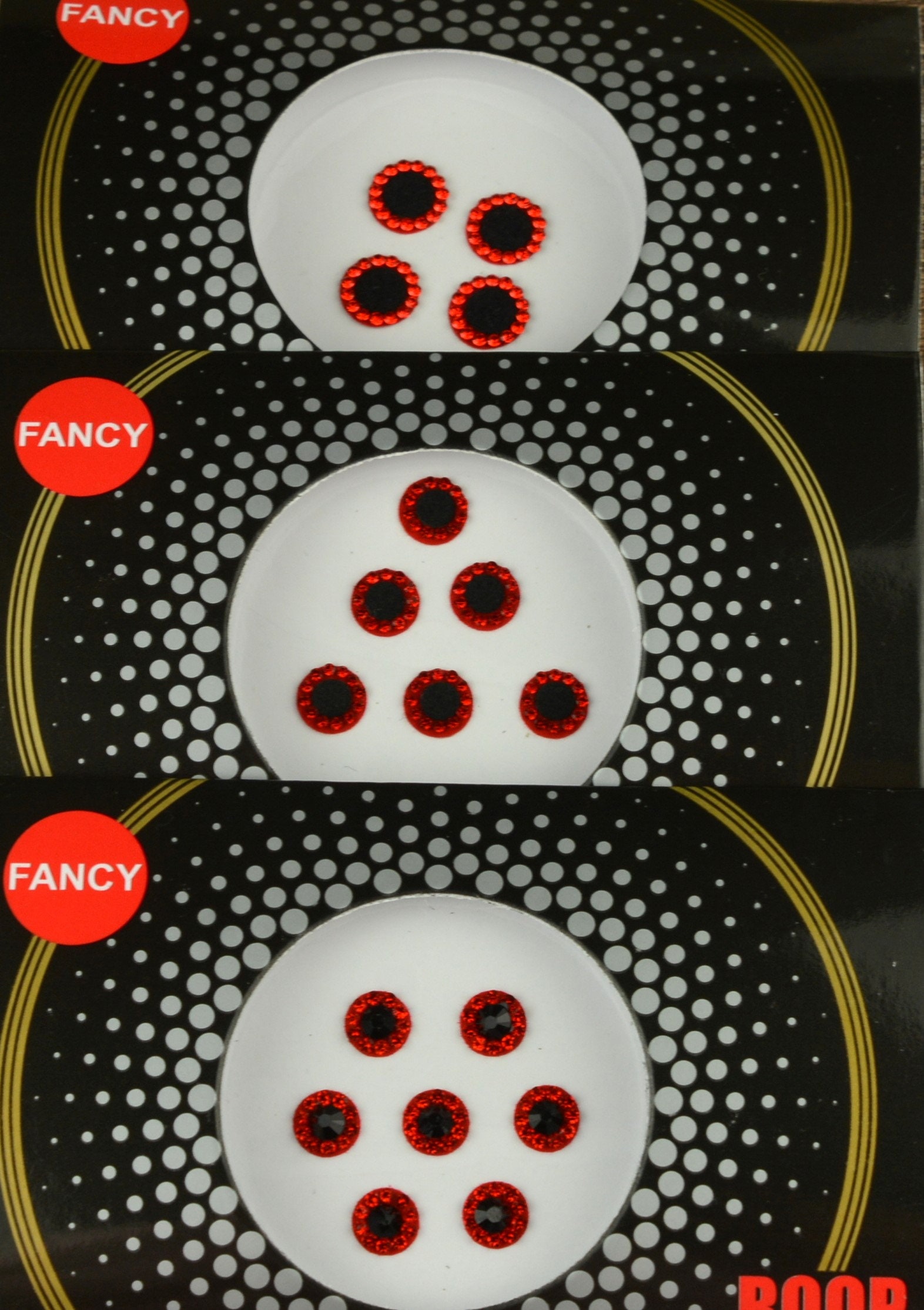 Schwarz & Rot Glitzernde Runde Fancy Bindis, Art Deco Face Bollywood Selbstklebende Aufkleber, Weihnachtsgeschenk Schwarz & Rot Glitzernde Runde Fancy Bindis, Art Deco Face Bollywood Selbstklebende Aufkleber, Weihnachtsgeschenk von Etsy - FeminaDeals