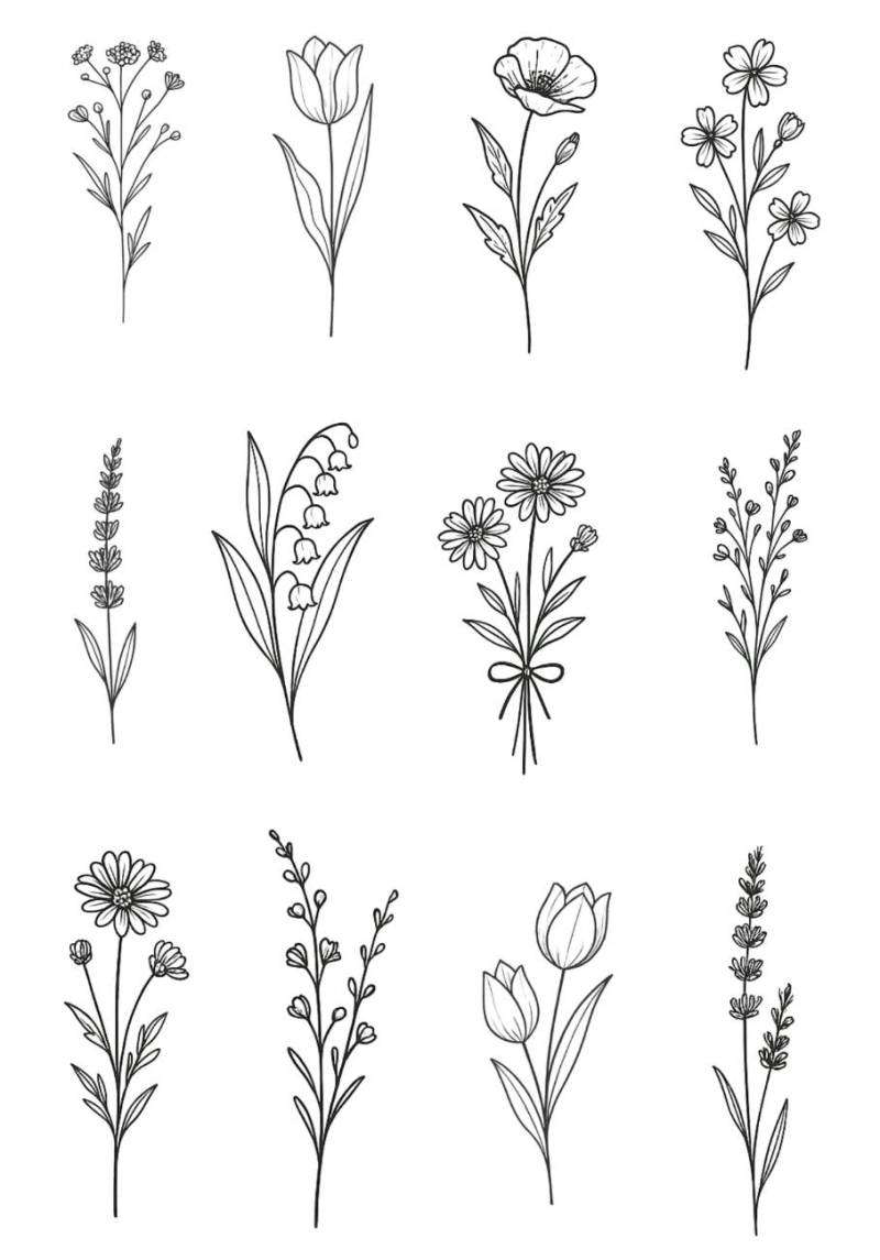 Temporäres Tattoo - Blumen 12 Varianten Temporäres Tattoo - Blumen 12 Varianten von Etsy - FenSticker