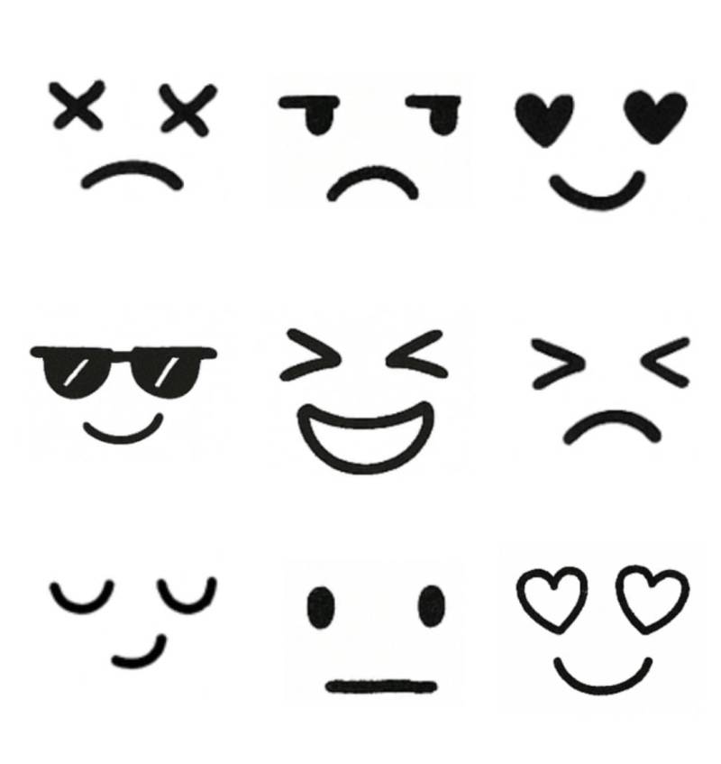 Temporäres Tattoo - Süßes Mini Emoji 9 Varianten von Etsy - FenSticker