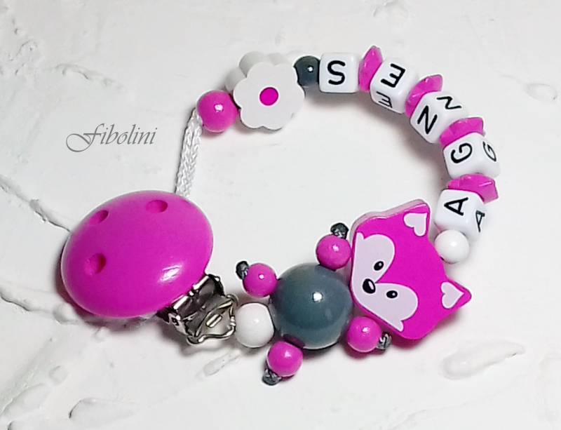 Schnullerkette 3-D "Füchsin" von Etsy - Fibolini