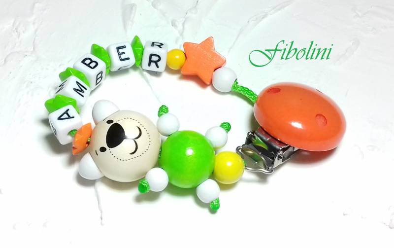 Schnullerkette 3-D "Little Bear" von Etsy - Fibolini