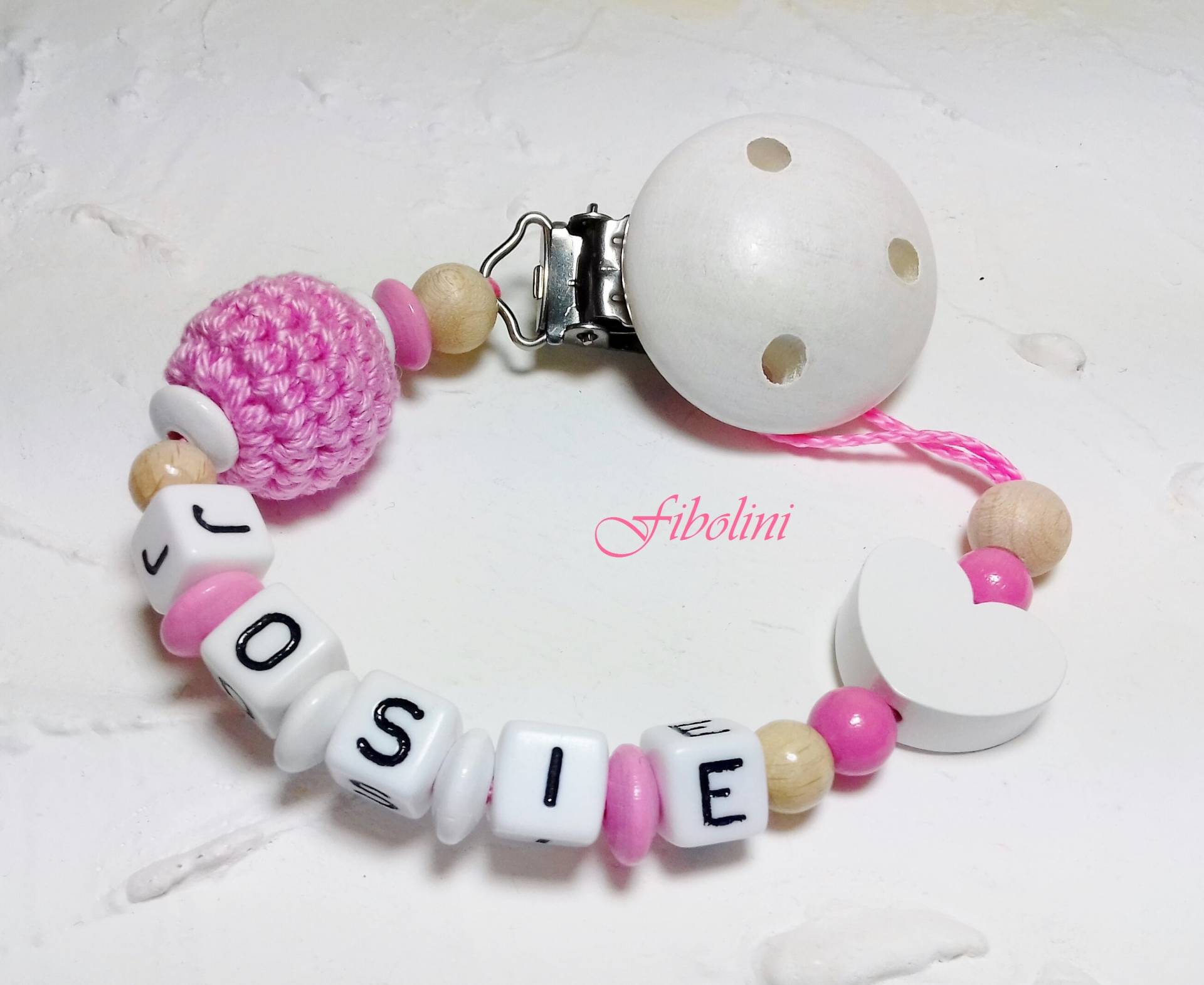 Schnullerkette "Babygirl". Personalisiert Mit Namen, Weiß, Beige, Rosa, Babyshower, Babygirl, Babyparty, Schnullerhalter, Häkelholzperle Schnullerkette "Babygirl". Personalisiert Mit Namen, Weiß, Beige, Rosa, Babyshower, Babygirl, Babyparty, Schnullerhalter, Häkelholzperle von Etsy - Fibolini