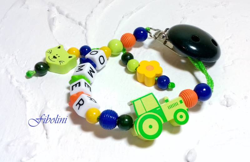 Schnullerkette "Bauernhof" von Etsy - Fibolini