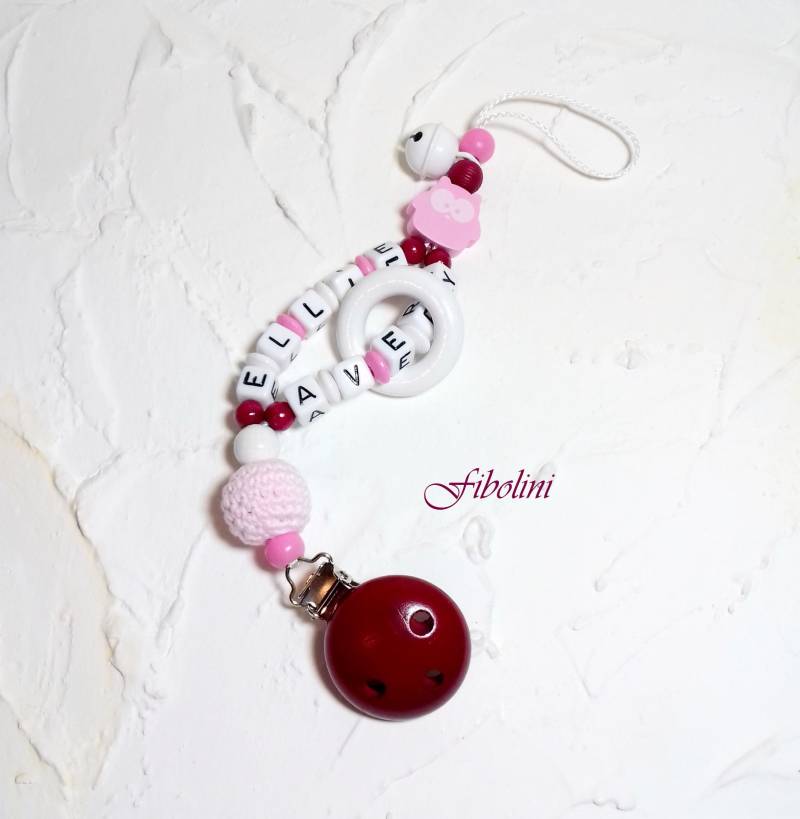 Schnullerkette "Eule" Mit Wunschdoppelnamen von Etsy - Fibolini