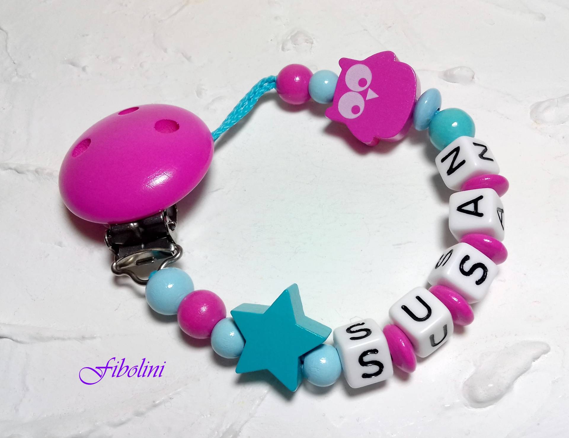 Schnullerkette "Himmel". Eule, Stern, Rosa, Blau, Türkis, Babygeschenk, Mama, Eltern, Schwangerschaft, Handmade, Schnuller, Nuckelkette, Diy Schnullerkette "Himmel". Eule, Stern, Rosa, Blau, Türkis, Babygeschenk, Mama, Eltern, Schwangerschaft, Handmade, Schnuller, Nuckelkette, Diy von Etsy - Fibolini