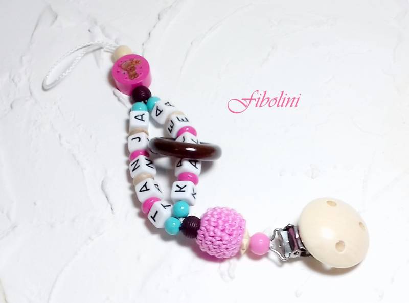 Schnullerkette "Mini Bärli" Mit Wunschdoppelnamen. Mädchen, Nuckelkette, Neugeborene, Schwangerschaft Verkünden, Geschenk Werdende Eltern von Etsy - Fibolini