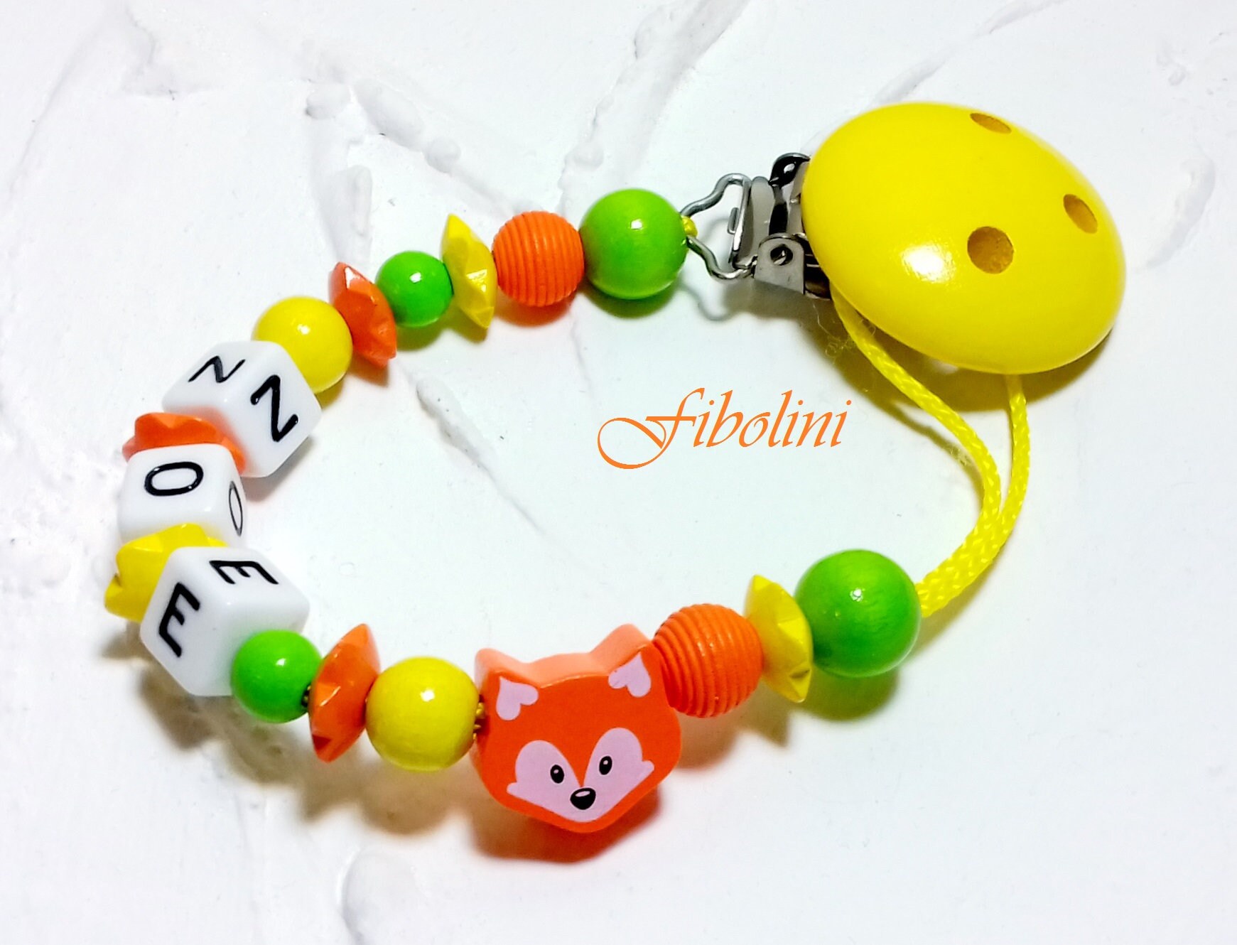 Schnullerkette "Schlauer Fuchs". Mädchen, Junge, Mit Namen, Gelb, Orange, Grün, Schnullerhalter, Personalisierung, Geschenk Zur Geburt, Diy Schnullerkette "Schlauer Fuchs". Mädchen, Junge, Mit Namen, Gelb, Orange, Grün, Schnullerhalter, Personalisierung, Geschenk Zur Geburt, Diy von Etsy - Fibolini