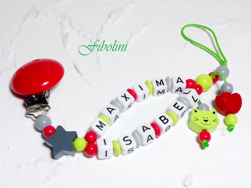Schnullerkette "sternenherz" Mit Wunschdoppelnamen. Schnullerhalter, Schnuller, Nuggikette, Namen, Lange Babycountdown, Babydeko von Etsy - Fibolini