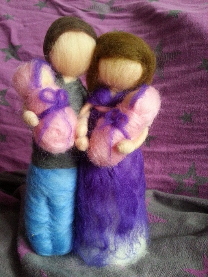 Filz Familie, Zwillinge Babys, Eltern Puppen, Geburtsgeschenk, Hebamme von Etsy - FilzWunderland