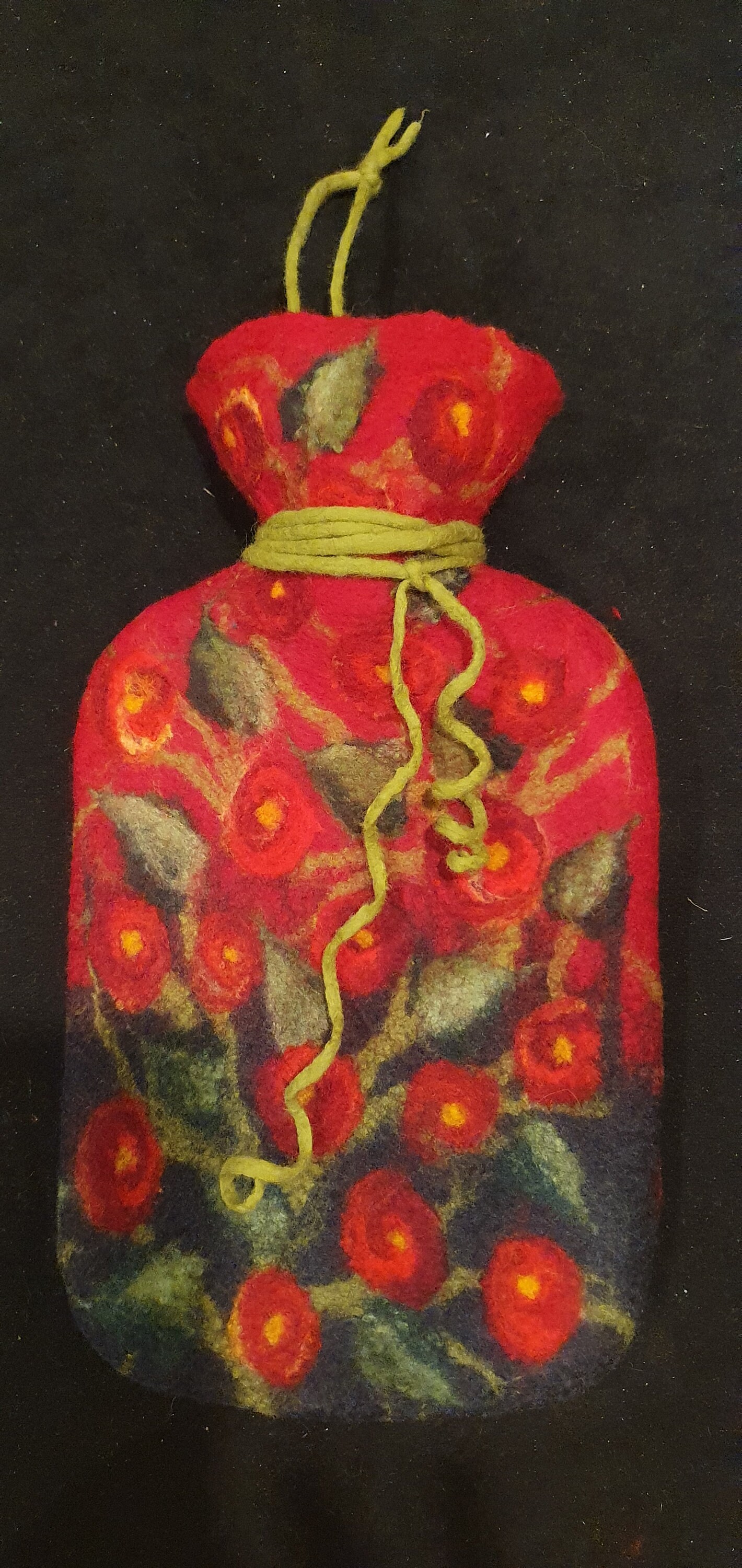 Filz, Wärmflasche, Grau/Rot Mit Rosenmuster von Etsy - FilzundCo
