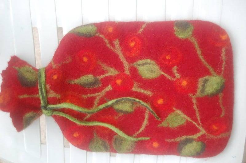 Filz, Wärmflasche, Rot Mit Rosenmuster von Etsy - FilzundCo