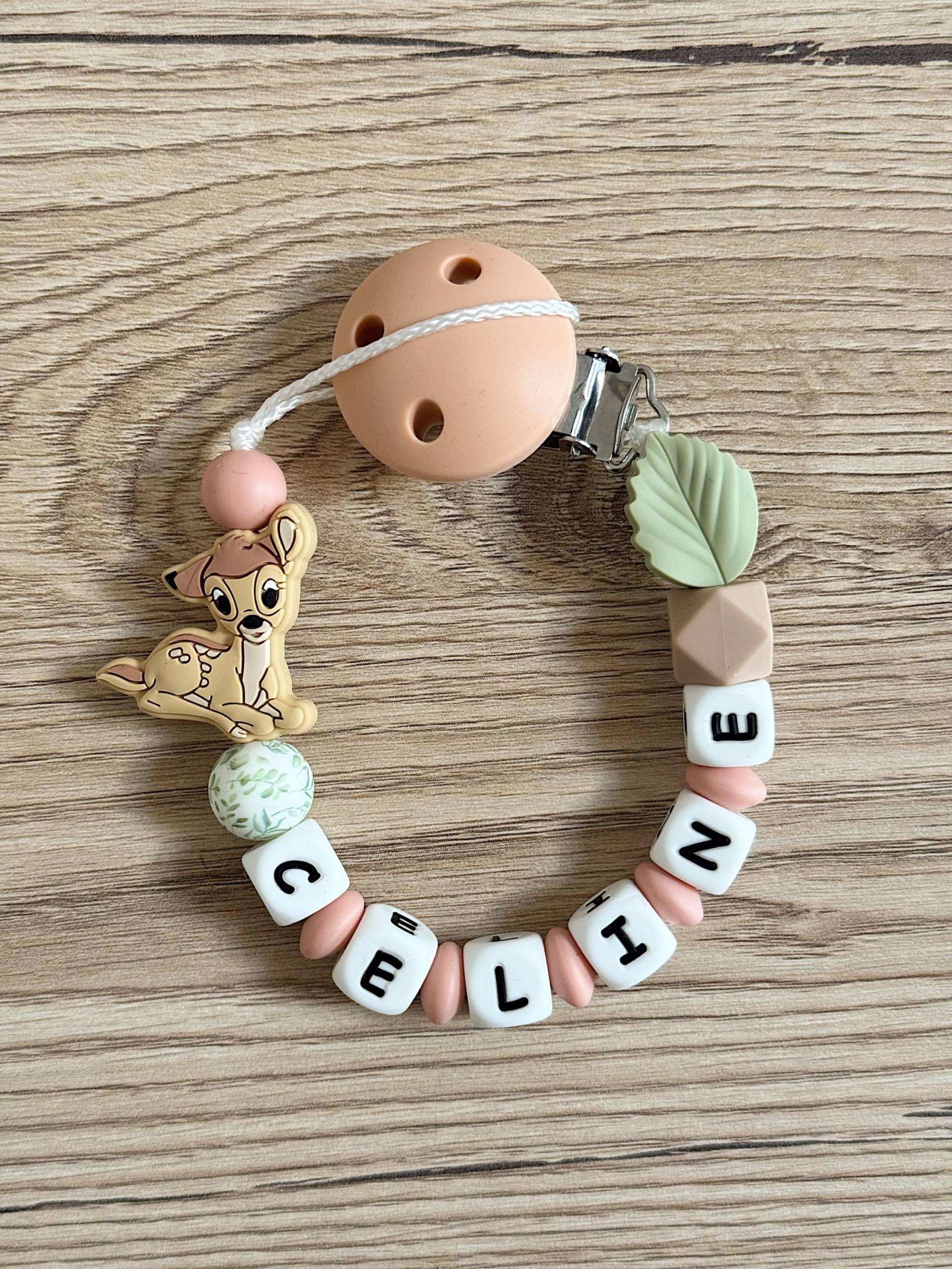 Personalisierte Schnullerkette Mit Name - Bambi Wunschfarben Handmade von Etsy - Fiorellinoarticles