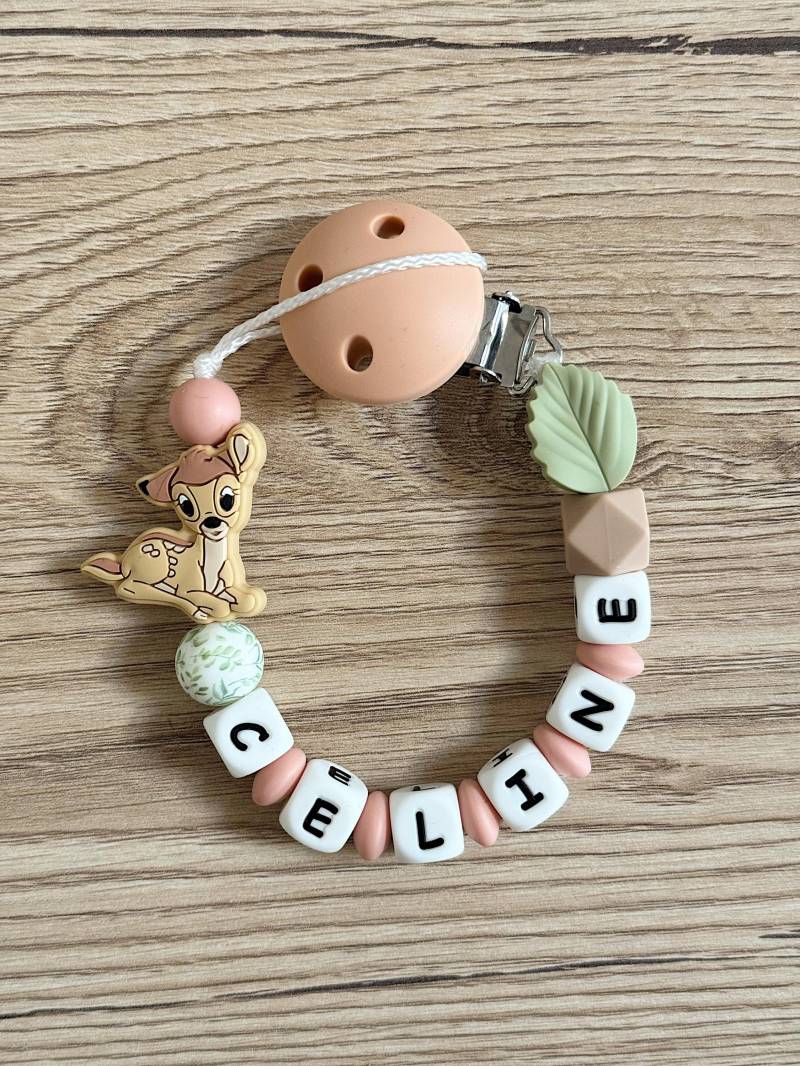 Personalisierte Schnullerkette Mit Name - Bambi Wunschfarben Handmade von Etsy - Fiorellinoarticles