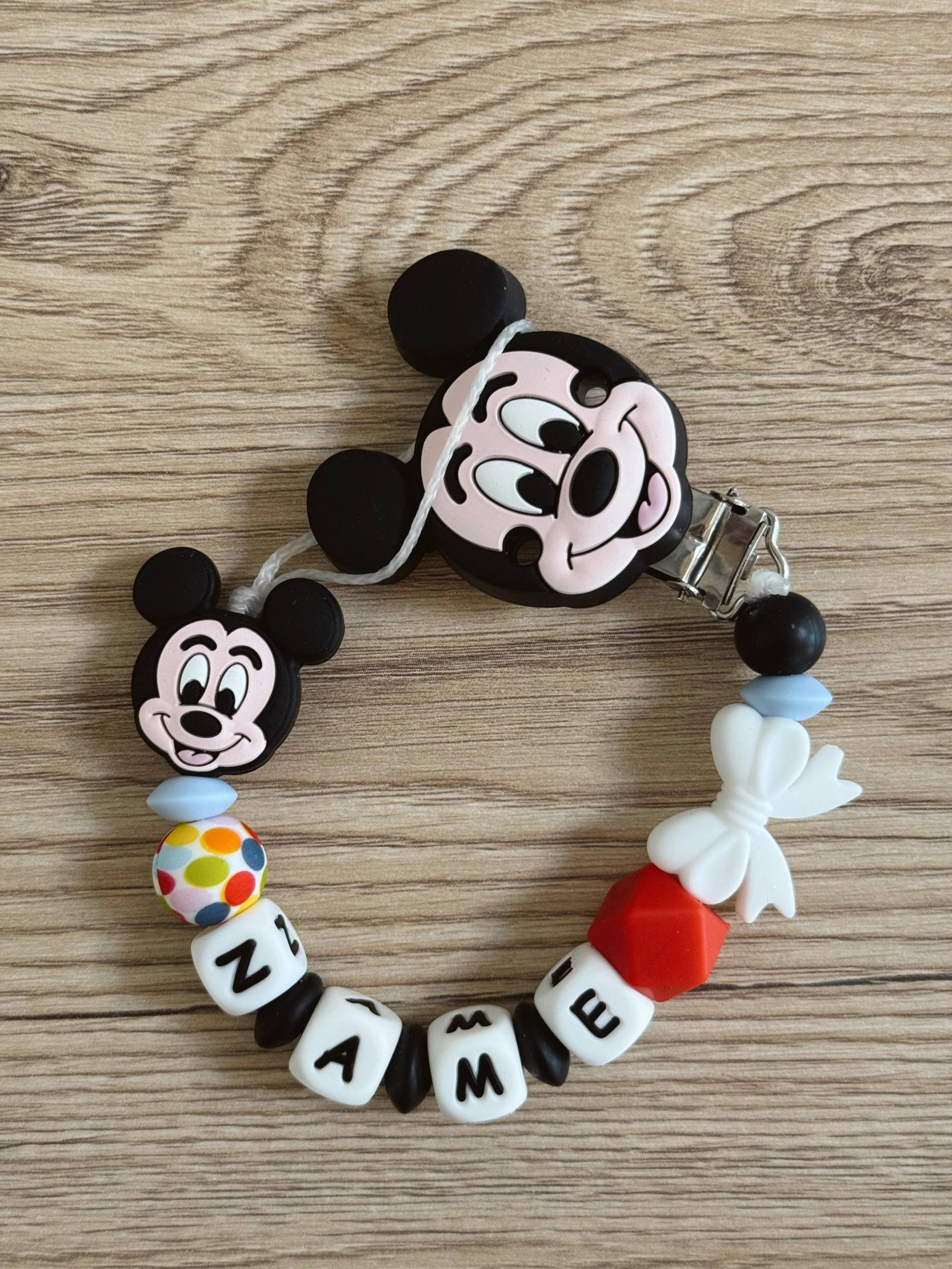 Personalisierte Schnullerkette Mit Name - Mickey Motiv Handgemacht Wunschfarben Möglich von Etsy - Fiorellinoarticles
