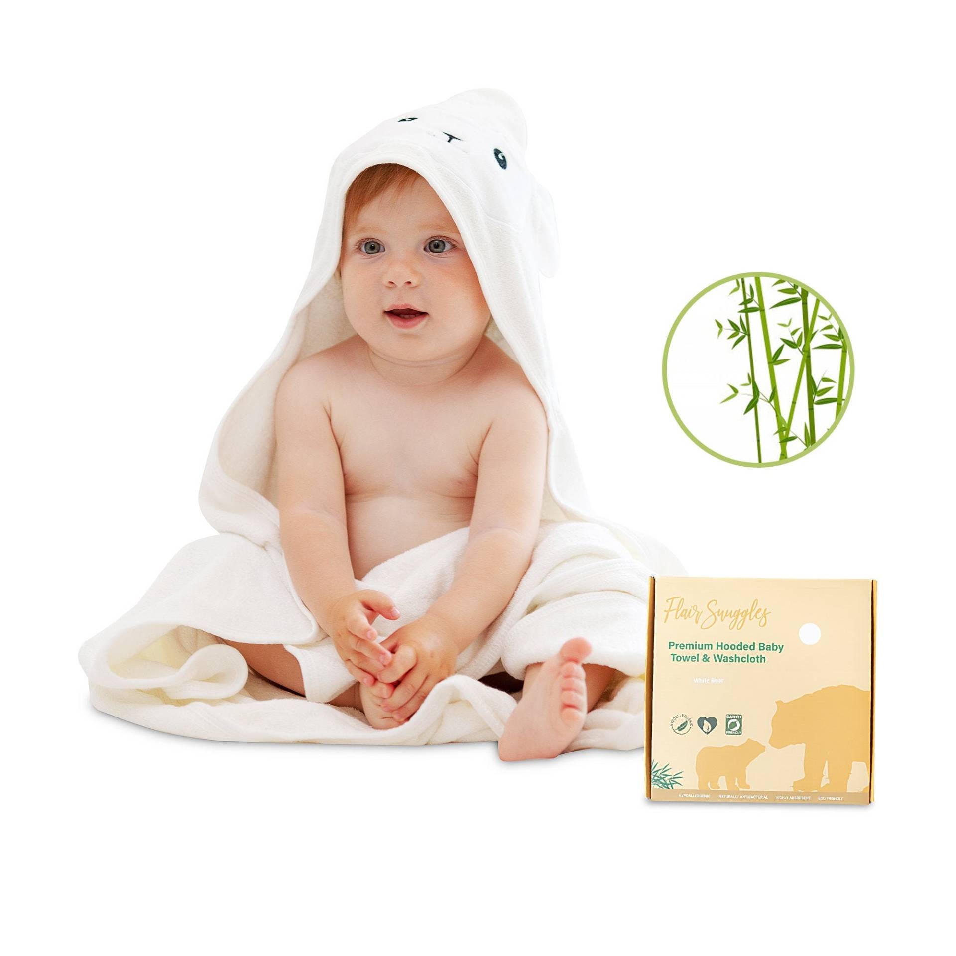 Bio Kapuze Baby Handtuch Plus Waschlappen | Ultra Weiche Und Super Absorbierende Kleinkind Kapuzen Badetuch Mit Niedlichen Gesicht Design von Etsy - FlairzStore