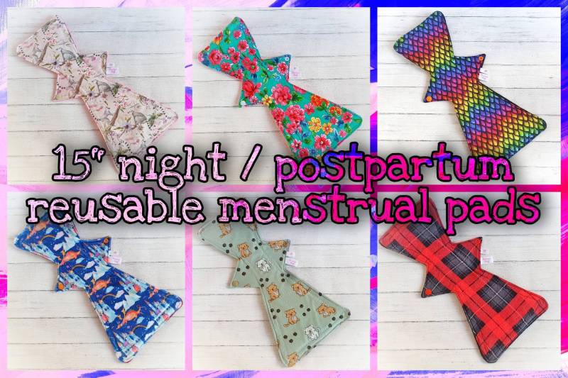 15"Csp - Wiederverwendbare Stoffeinlage Für Die Nacht/Wochenbett Schwangerschaft Baumwolle Waschbar Csp Pp Nighttime Super Pads von Etsy - FlamingoFluff