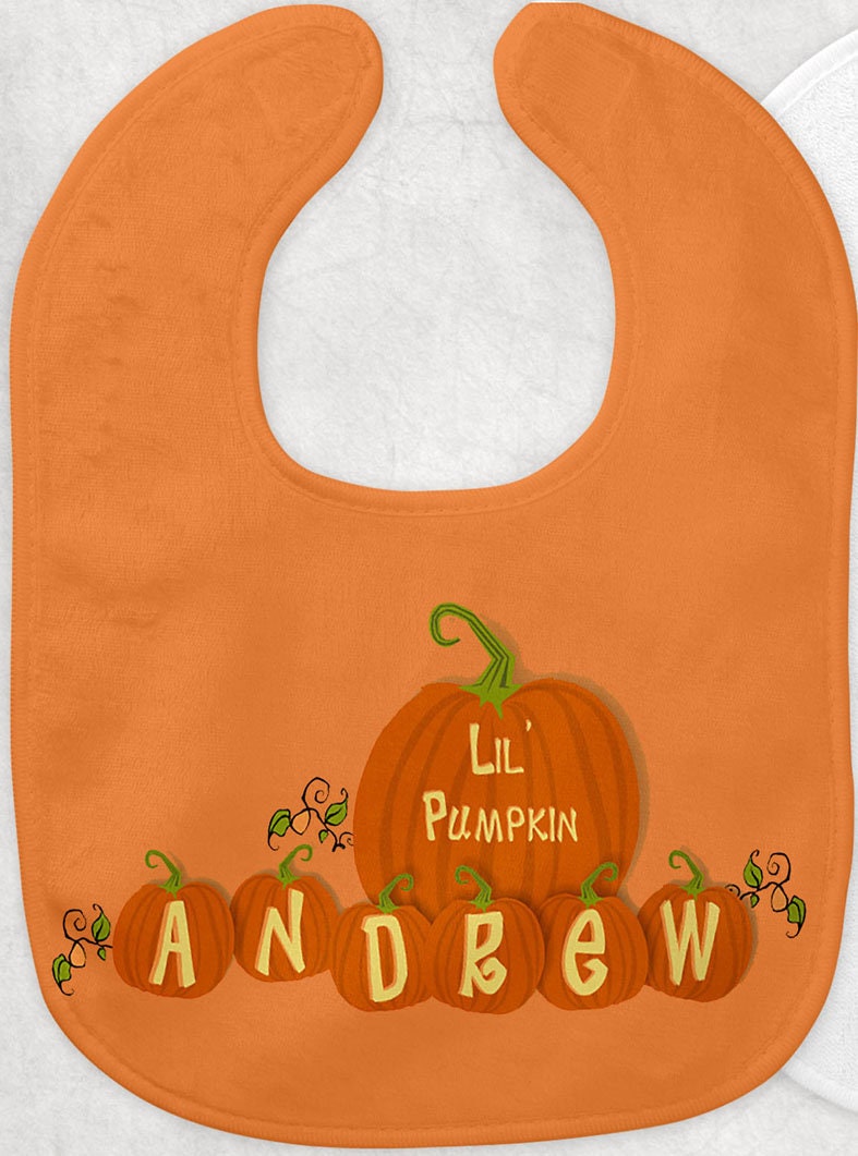 Maßgeschneiderte Baby Lätzchen , 1. Halloween, Kleiner Kürbis, Erntedank von Etsy - FlashprintDesigns