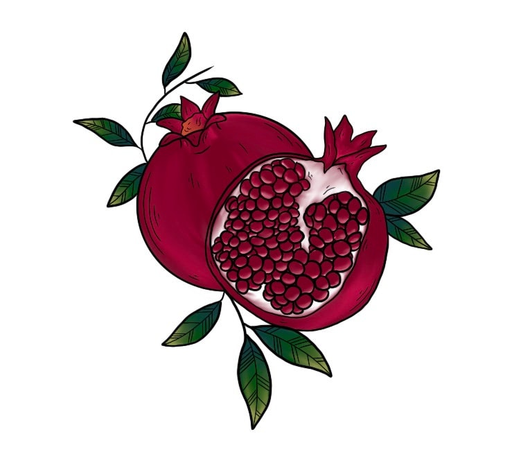 Granatapfel Temporäres Tattoo Granatapfel Temporäres Tattoo von Etsy - FleetingTattoo