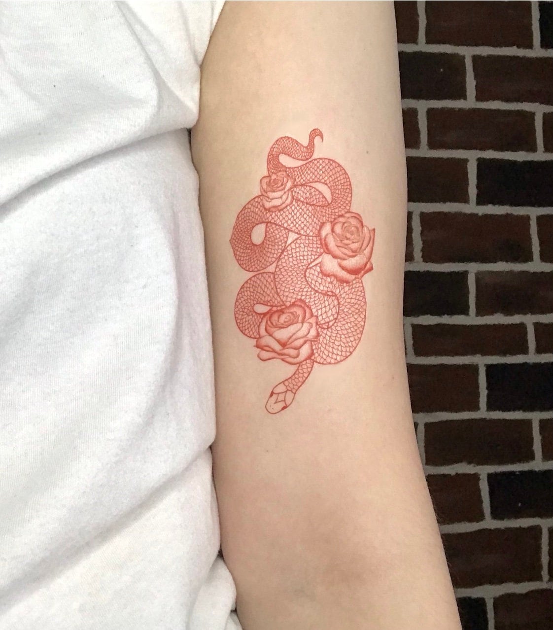 Rote Schlange Und Rosen - Temporäres Tattoo Rote Schlange Und Rosen - Temporäres Tattoo von Etsy - FleetingTattoo