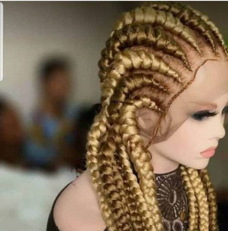All Back Cornrow Wig, Braided Lace Wig Jumbo Full Ready To Ship Wig, Blonde 28 Inches Braids von Etsy - Floraswigs