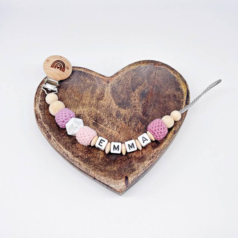 Schnullerkette Mit Name | Personalisiert Buchstaben Babygeschenk Handmade Geschenk Mädchen Rosa Geschenkidee Geburt Baby Grau von Etsy - FlorentinasPahihi