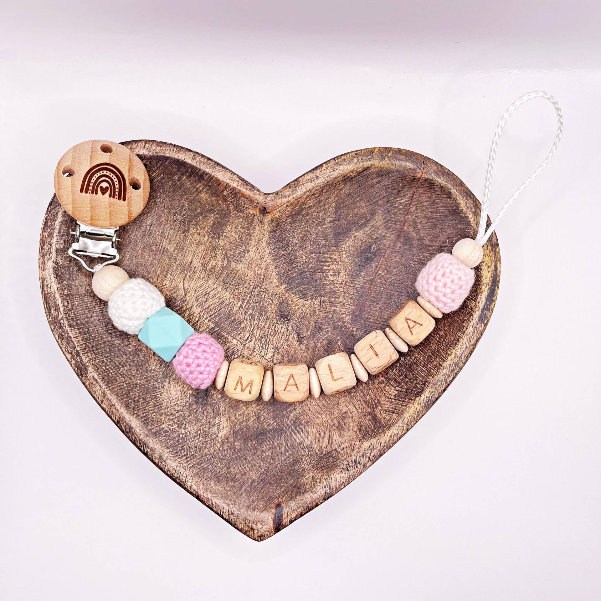 Schnullerkette Personalisiert Name Mädchen Geschenk Babybesuch Ausstattung Rosa Türkis Babygirl Windeltorte Babyshower Babyparty Handmade von Etsy - FlorentinasPahihi