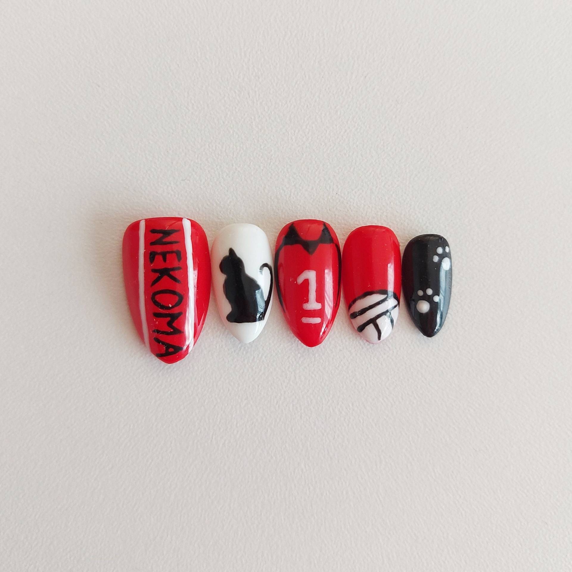Press On Nails Kuroo, Comiccon, Cosplay, Halloween, Cat, Volleyball, Anime von Etsy - ForestFairyNails