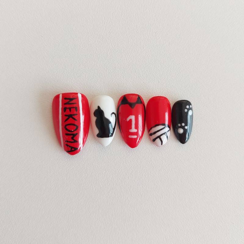 Press On Nails Kuroo, Comiccon, Cosplay, Halloween, Cat, Volleyball, Anime von Etsy - ForestFairyNails
