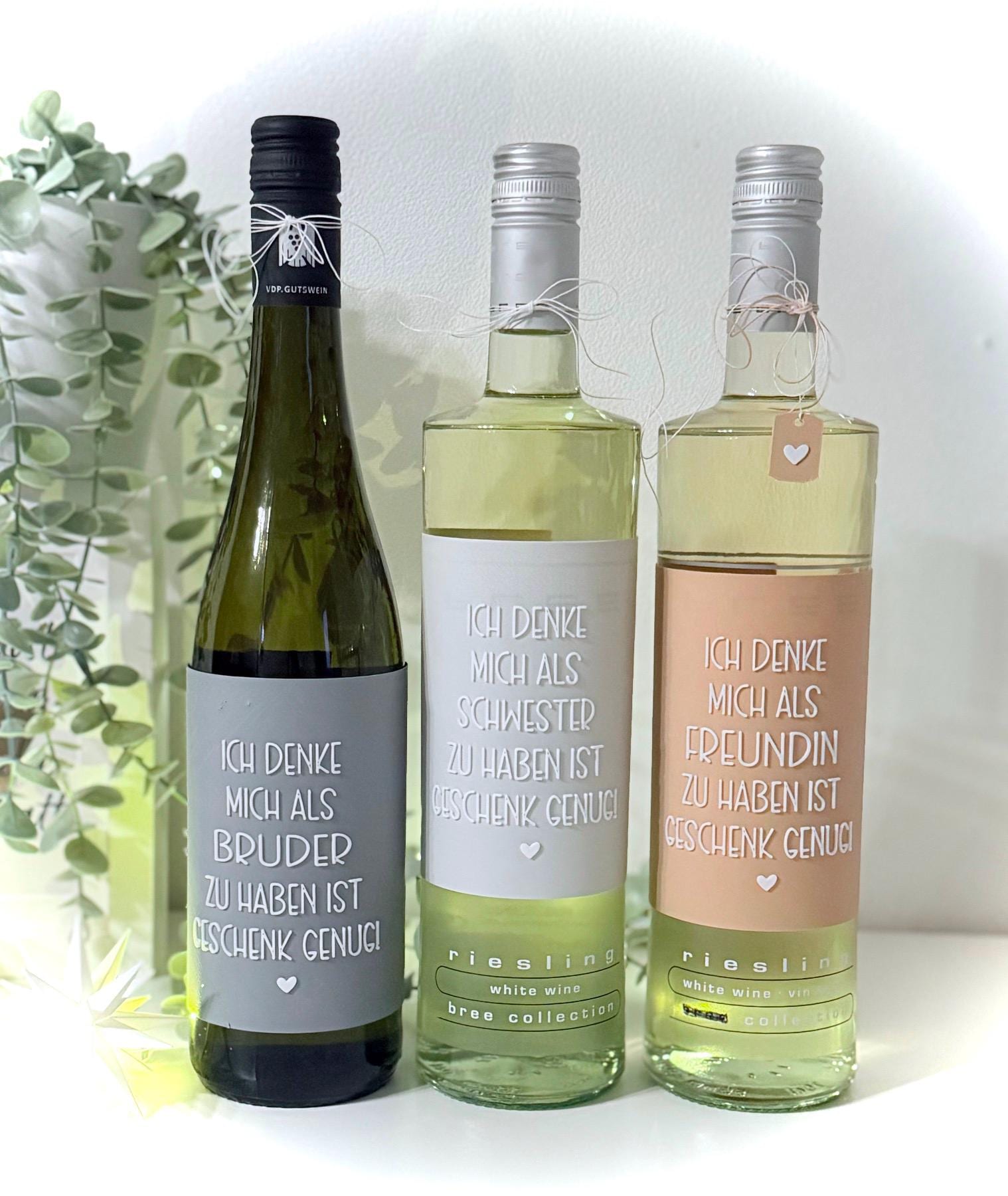 Banderolen Für Weinflaschen | Bruder, Schwester, Freundin, Schwager, Schwägerin von Etsy - FrauSahne