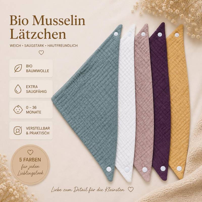 Bio Musselinlätzchen Sabberlätzchen Lätzchen Baby Halstuch Musselin Set Spucktuch Baumwolle Druckknöpfe Mehrlagig Saugfähig Bunt Junge Mädch von Etsy - FuchsundFussel