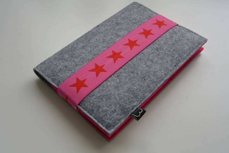 U-Hefthülle Filz Hellgrau/Pink Stern von Etsy - FuerGlueckskinder